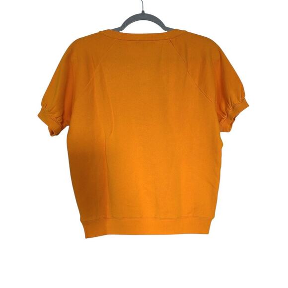 J. Crew University Terry Short Sleeve Lace Up Cotton Shirt Orange Size XS NWT - Picture 4 of 6